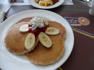 Banana pancakes at the Pancake House, Diplomatic Quarter