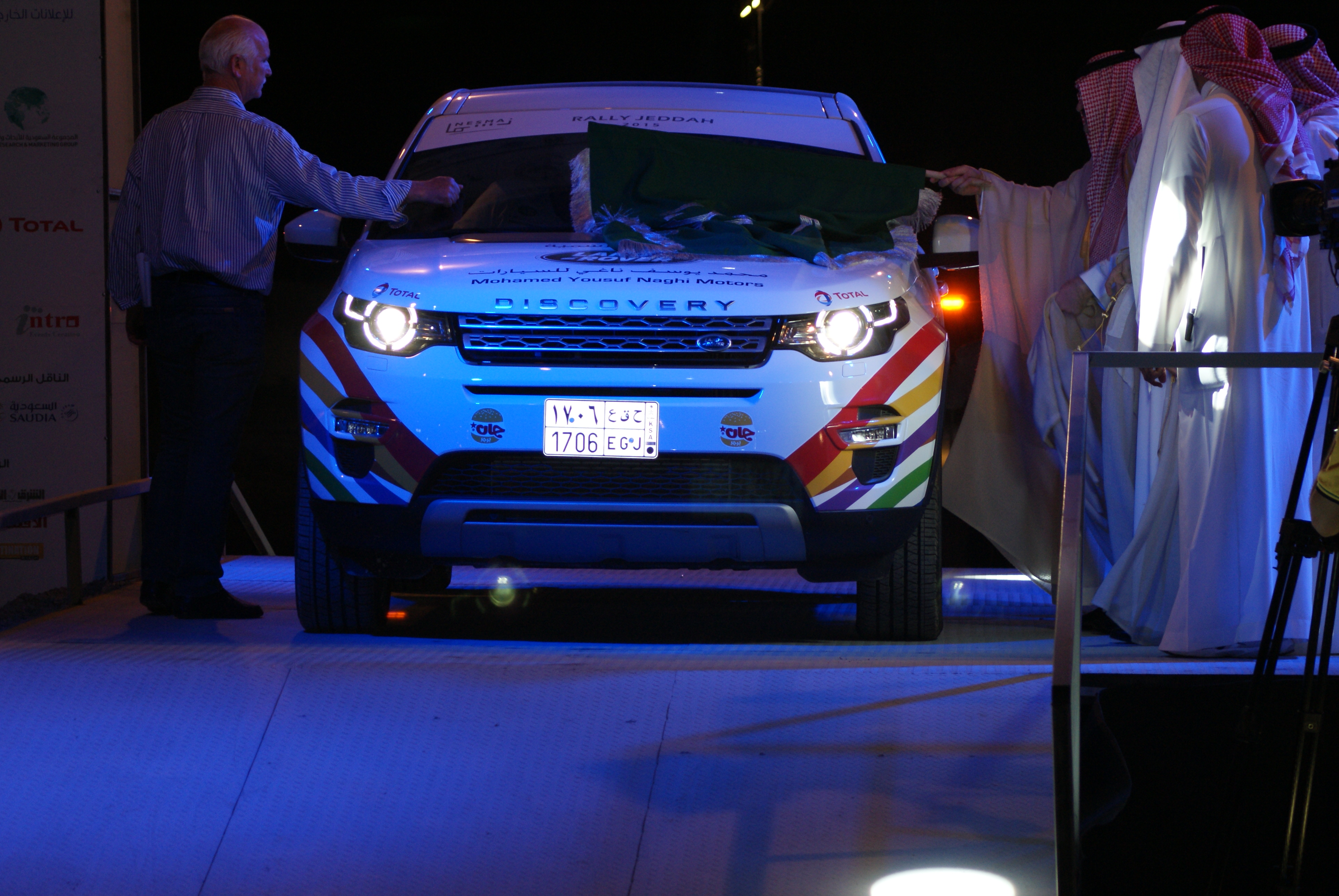 The opening leg of the Jeddah Rally is run at night